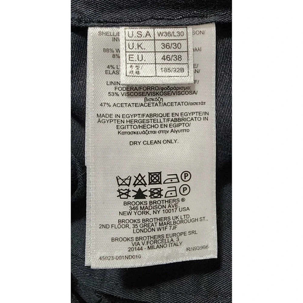 Brooks Brothers Men's Black Wool Stretch 2 Button Suit Size 42 Regular X 36 X 30